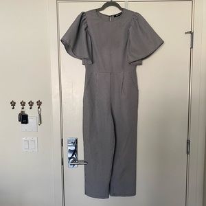 Plaid large sleeve jumpsuit